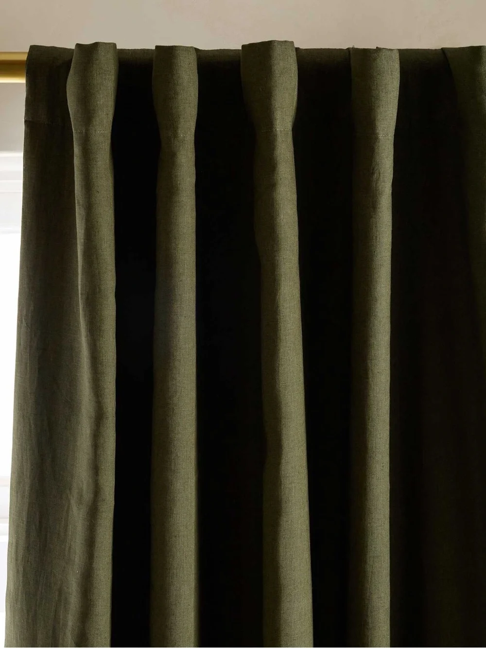 Quince European Linen Rod Pocket Curtain - Hunter Green